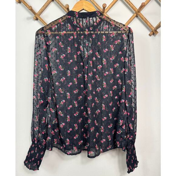Free People Flowers in December Print Sheer Blouse Women's Size S - Picture 5 of 11